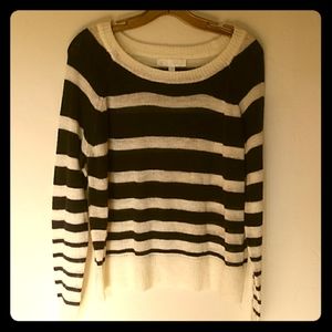 Thin Navy and Cream Striped Sweater
